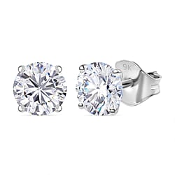 LUXURIANT 2 Ct. Lab Grown Diamond Brilliant-Cut Solitaire Stud Push Post Earring in 9K White Gold (SI-GH)