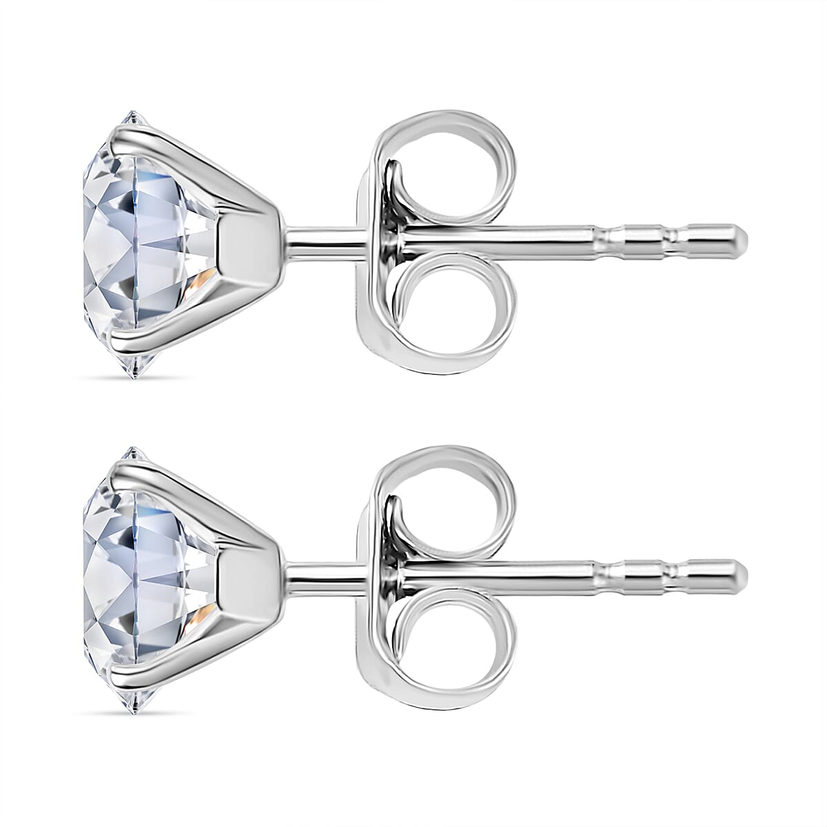 Luxuriant 9K White Gold SI Lab Grown Diamond GH, SI Solitaire Stud Push Post Earring, Gold Wt.0.73 Gms  2.000  Ct.