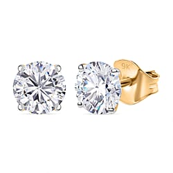 LUXURIANT 2 Ct. Lab Grown Diamond Brilliant-Cut Solitaire Stud Push Post Earring in 9K White Gold (SI-GH)