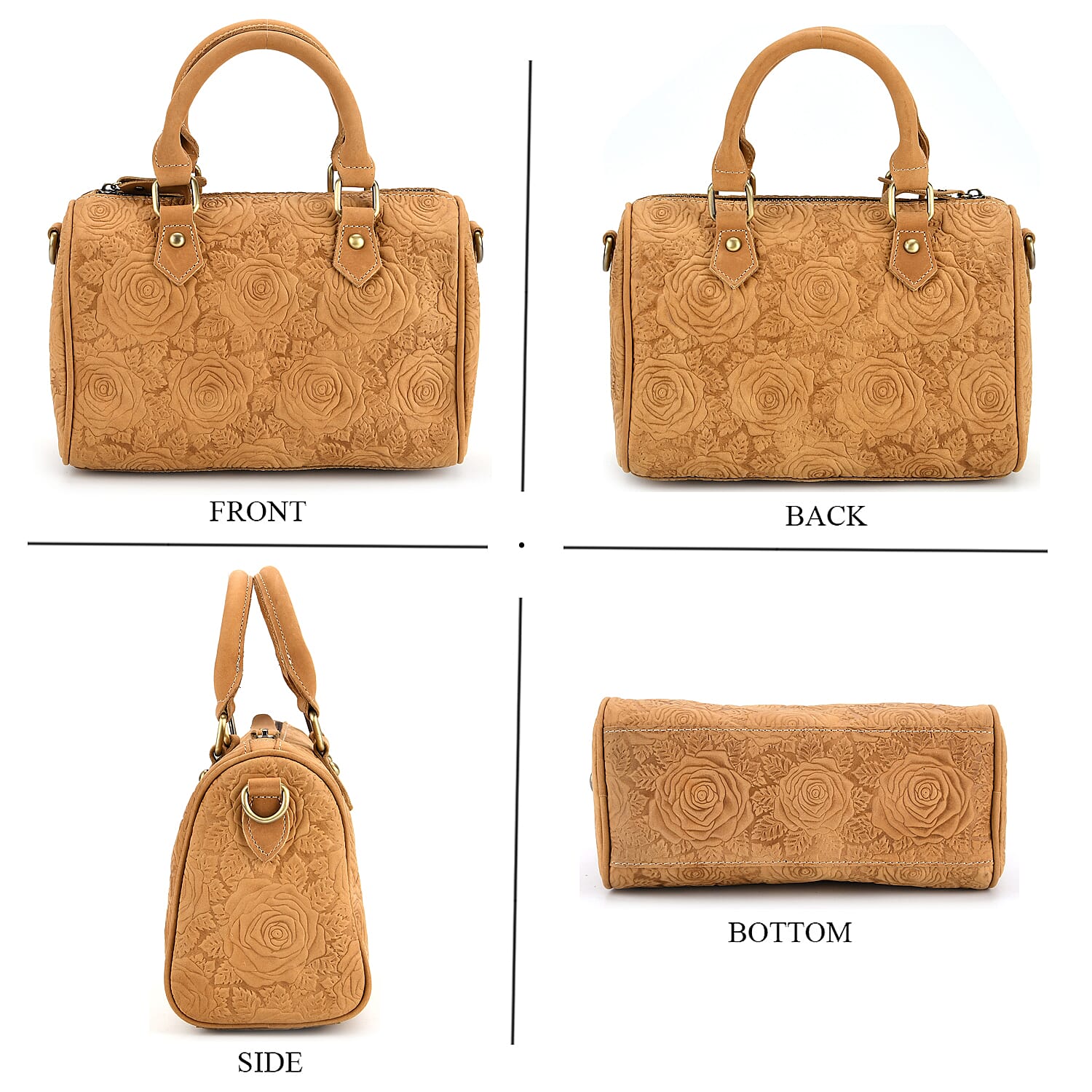 Valissiere Brocade with Genuine Leather Satchel Handbag with Shoulder Strap (120 cm) - Yellow