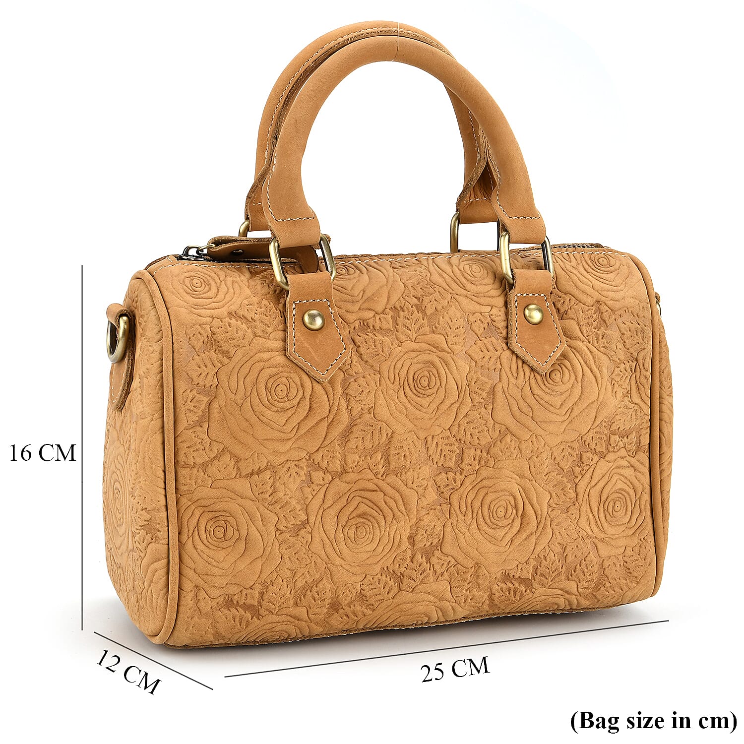 Valissiere Brocade with Genuine Leather Satchel Handbag with Shoulder Strap (120 cm) - Yellow