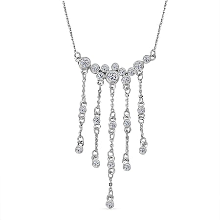 LUXURIANT 0.50 Ct. Lab Grown Diamond Waterfall Necklace (Size - 18) in Rhodium Overlay Sterling Silver LUXURIANT 0.50 Ct. Lab Grown Diamond Waterfall Necklace (Size - 18) in Rhodium Overlay Sterling Silver