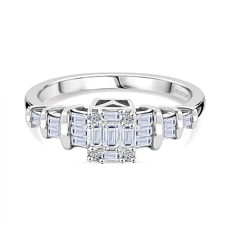 Luxuriant Lab Grown Diamond (SI-GH) Ring in Rhodium Overlay Sterling Silver 0.51 Ct.