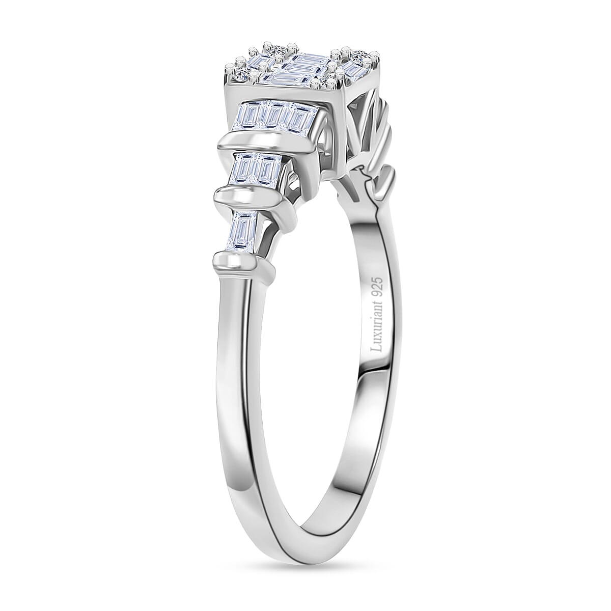 Luxuriant Lab Grown Diamond (SI-GH) Ring in Rhodium Overlay Sterling Silver 0.51 Ct.