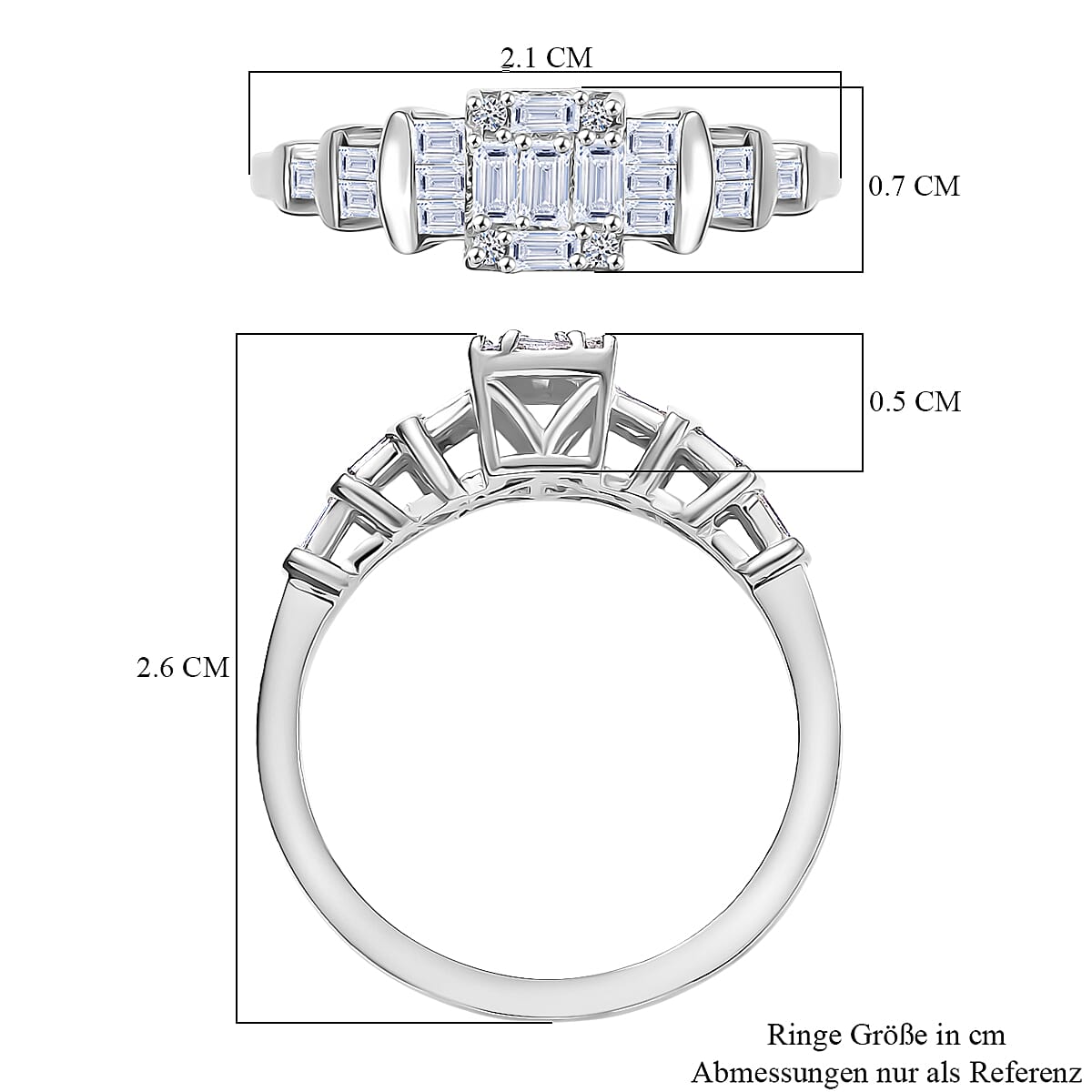 Luxuriant Lab Grown Diamond (SI-GH) Ring in Rhodium Overlay Sterling Silver 0.51 Ct.