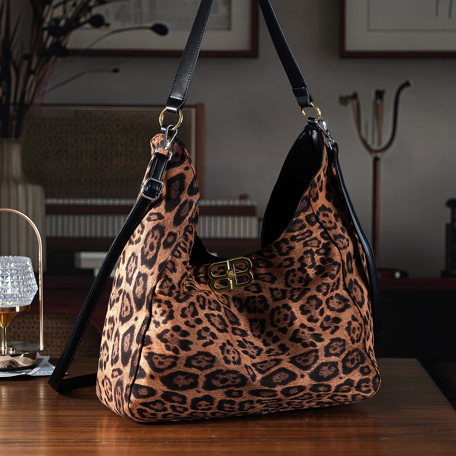Closeout Deal - Designer Inspired Leopard Print Tote Bag - Brown