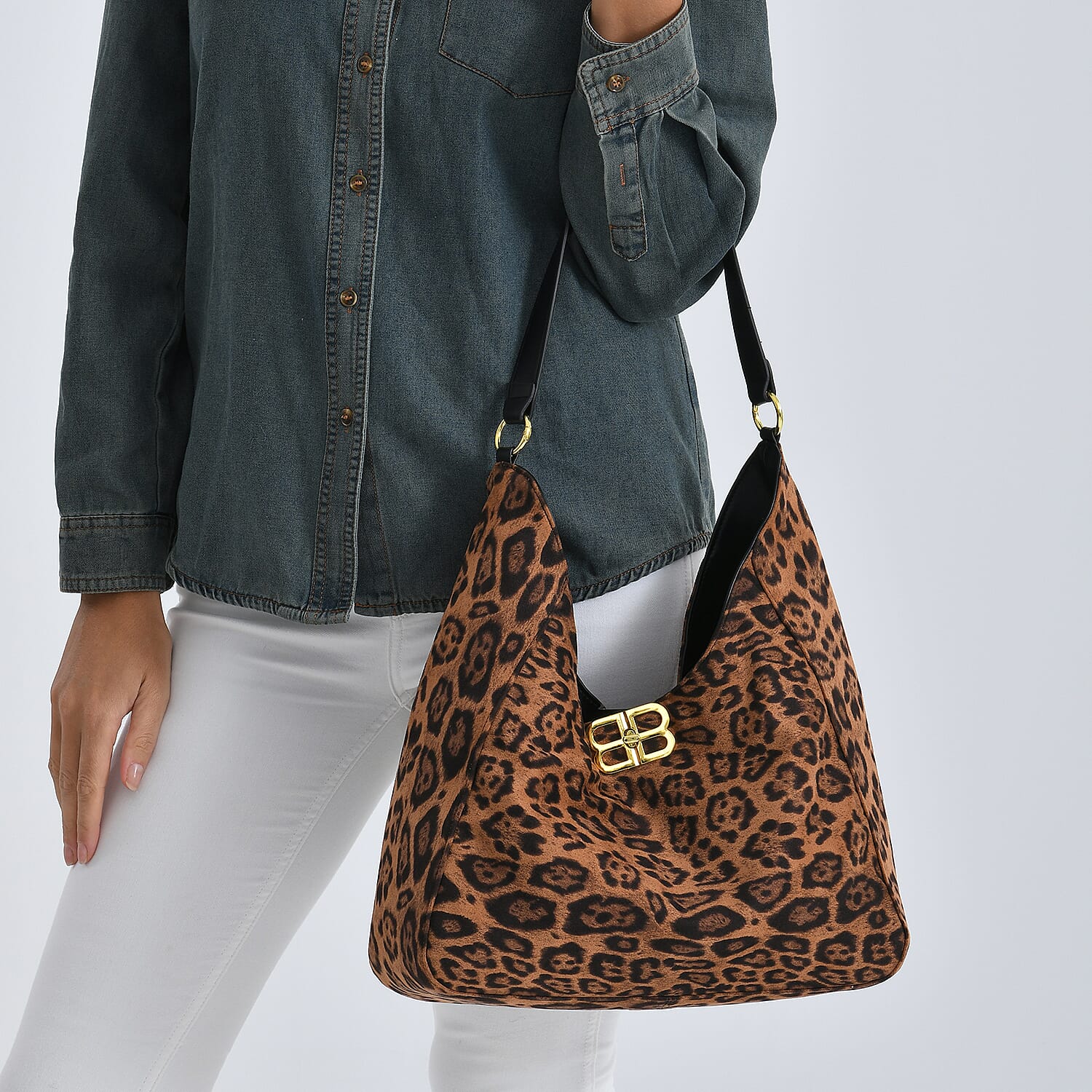 Closeout Deal - Designer Inspired Leopard Print Tote Bag - Brown