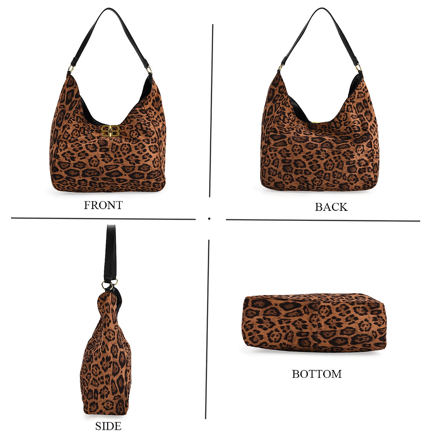 Closeout Deal - Designer Inspired Leopard Print Tote Bag - Brown