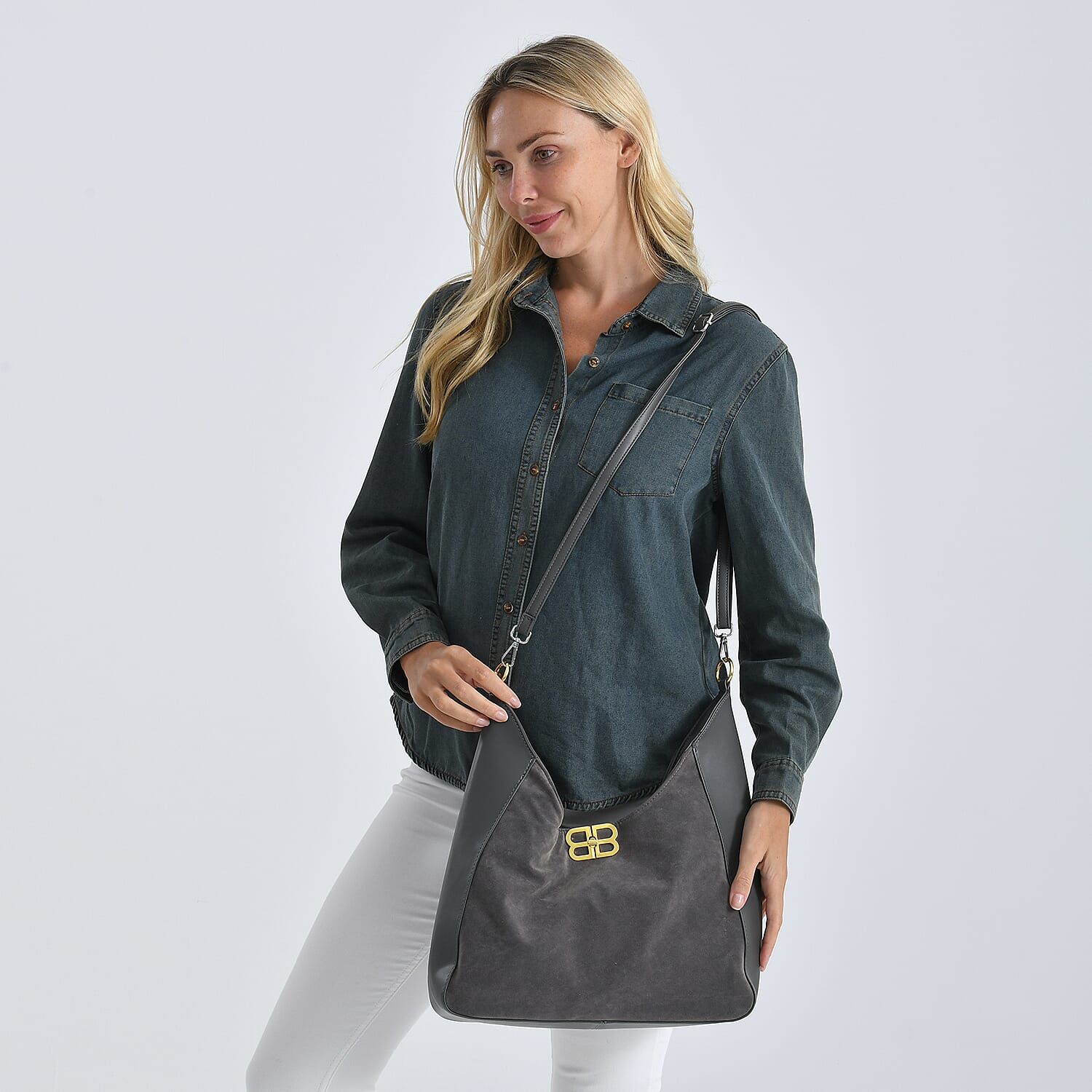 Closeout Deal - Designer Inspired Tote Bag - Grey