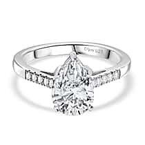 D'Joy Moissanite Ring in Rhodium Overlay Sterling Silver 1.88 Ct.