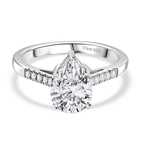 D'Joy Moissanite Ring in Rhodium Overlay Sterling Silver 1.88 Ct.