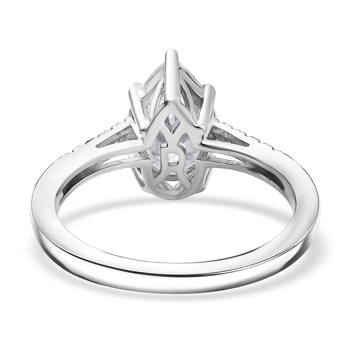 D'Joy Moissanite Ring in Rhodium Overlay Sterling Silver 1.88 Ct.
