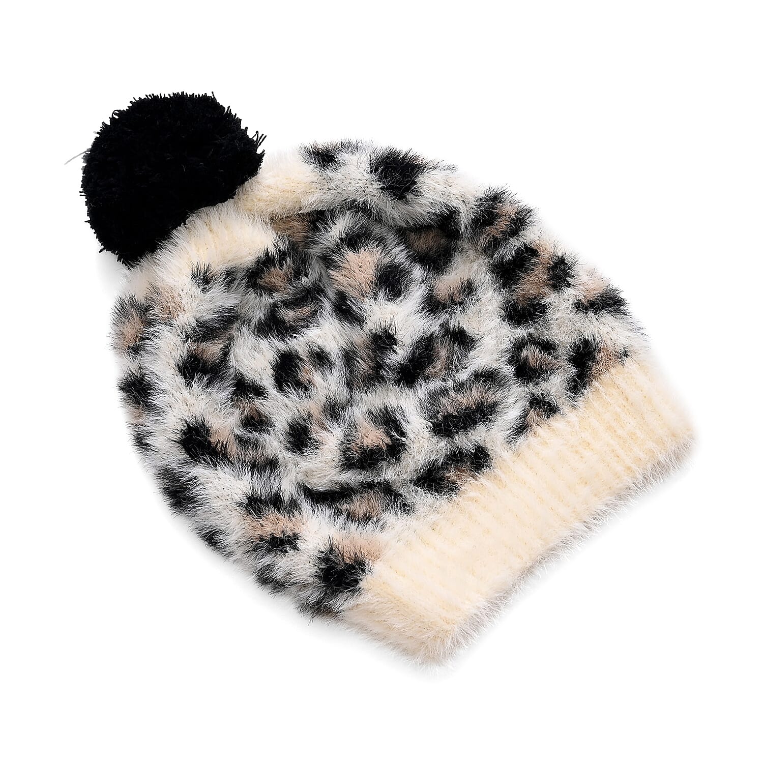 Styled By 2 Piece Leopard Print Scarf and Hat (One Size) - White