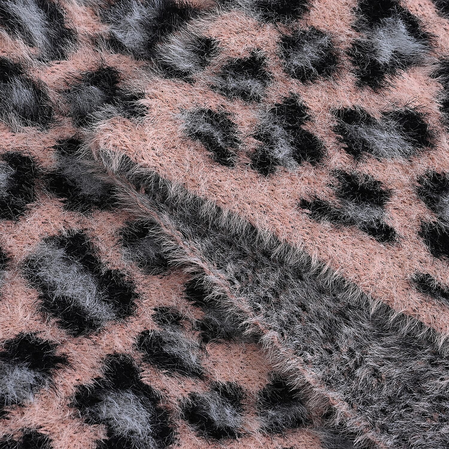 Styled By 2 Piece Leopard Print Scarf and Hat (One Size) - Pink