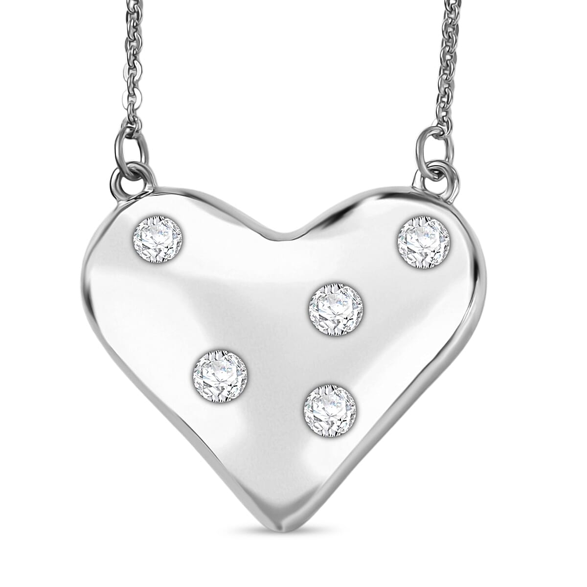 Moissanite Necklace (Size - 20) in Platinum Overlay Sterling Silver