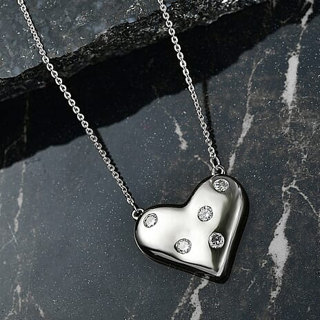 Moissanite Necklace (Size - 20) in Platinum Overlay Sterling Silver