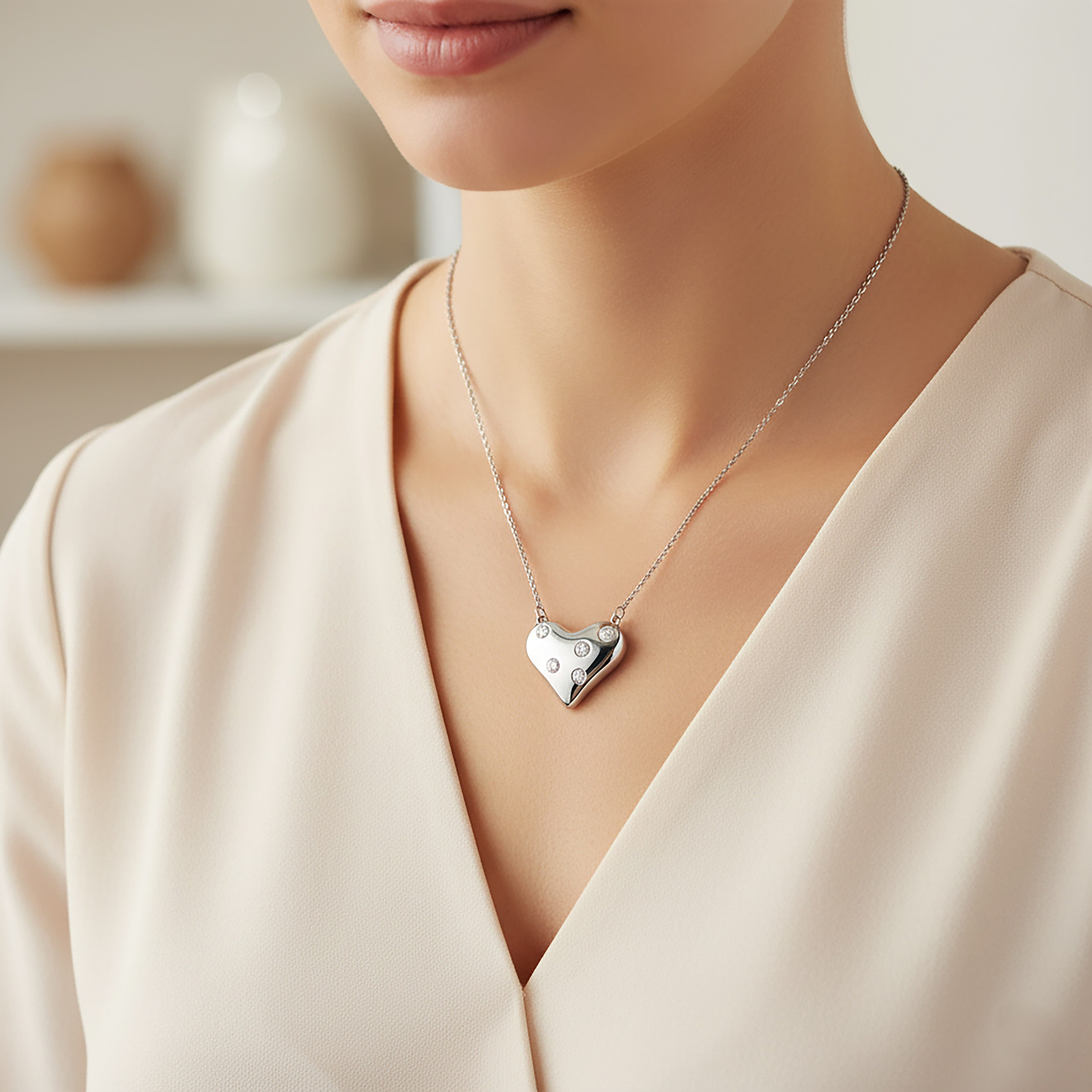 Moissanite Necklace (Size - 20) in Platinum Overlay Sterling Silver