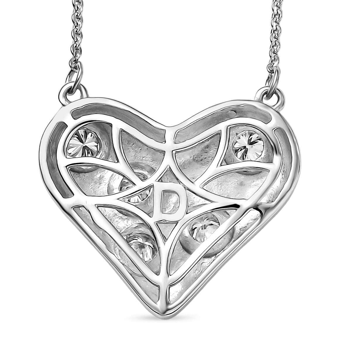 Moissanite Necklace (Size - 20) in Platinum Overlay Sterling Silver