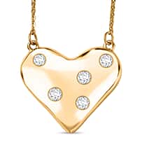 Moissanite Heart Necklace (Size - 20) in Yellow Gold Plated Sterling Silver, Silver Wt. 4.62 Gms