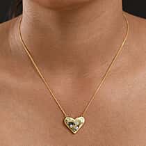 Moissanite Heart Necklace (Size - 20) in Yellow Gold Plated Sterling Silver, Silver Wt. 4.62 Gms