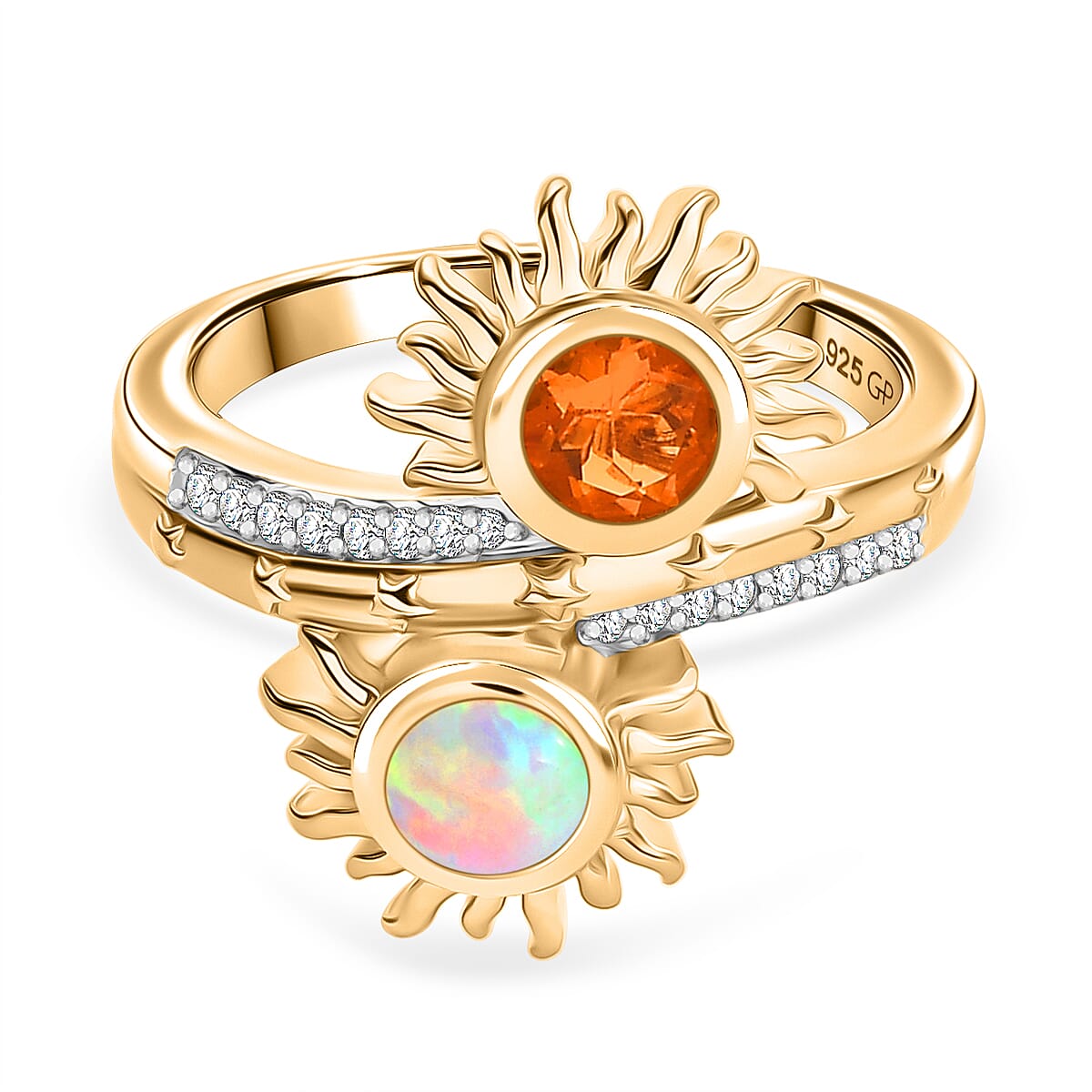 GP Celestial Dream Collection - Ethiopian Opal & Multi Gemstones Ring in 18K Vermeil Yellow Gold Plated Sterling Silver
