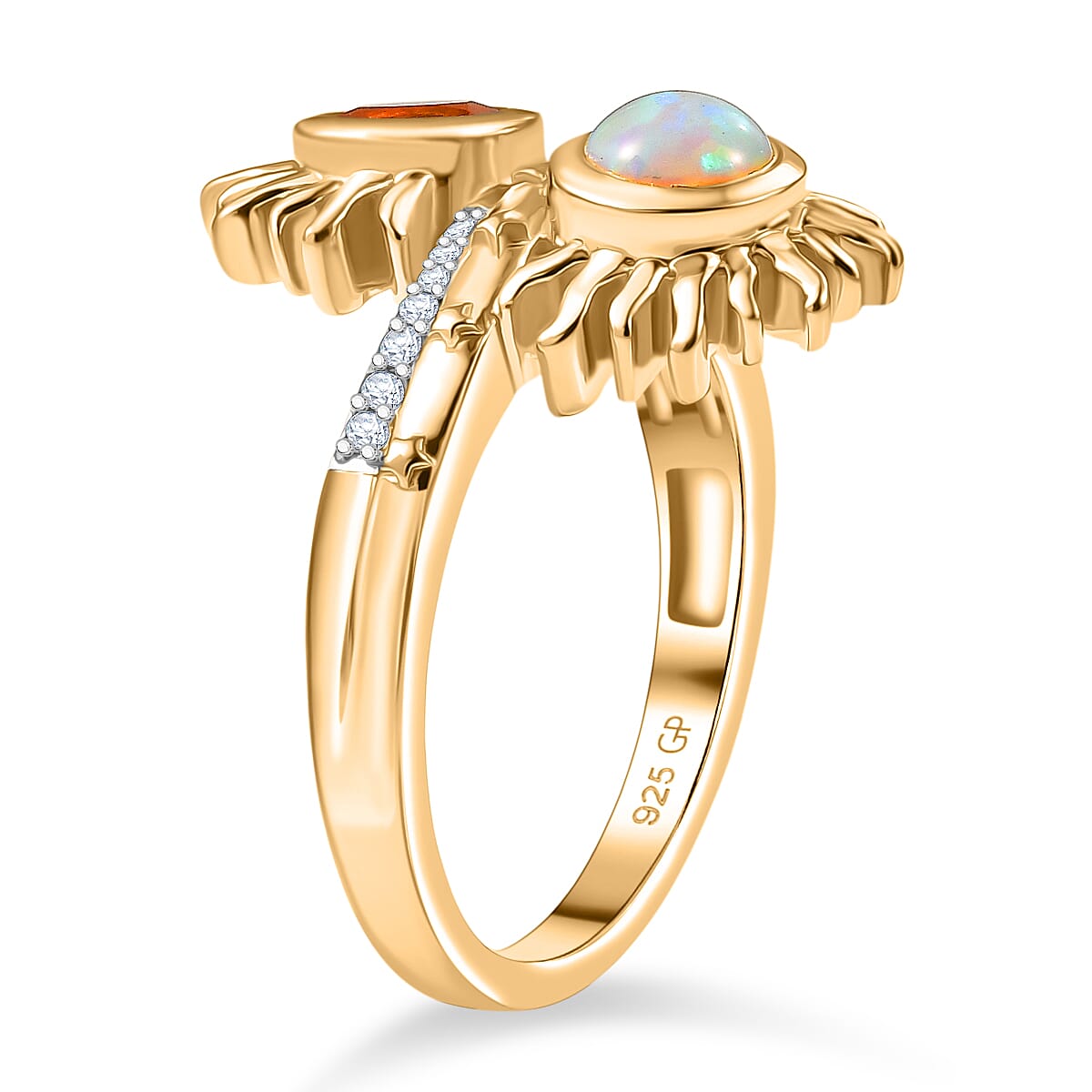 GP Celestial Dream Collection - Ethiopian Opal & Multi Gemstones Ring in 18K Vermeil Yellow Gold Plated Sterling Silver