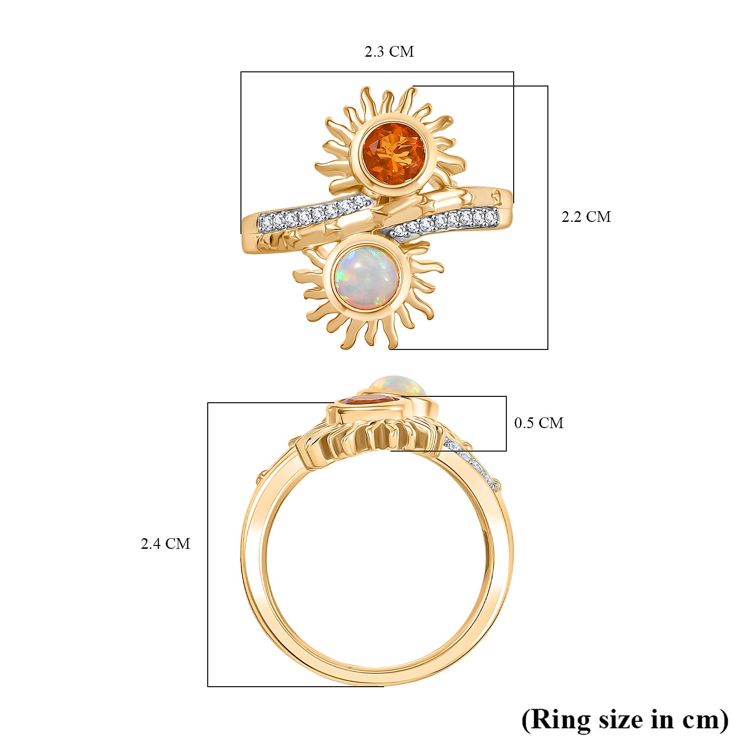 GP Celestial Dream Collection - Ethiopian Opal & Multi Gemstones Ring in 18K Vermeil Yellow Gold Plated Sterling Silver