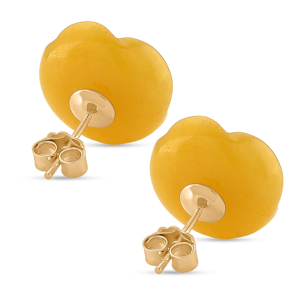 D'Joy Honey Jade Beads Flower Earring with Push Back in Yellow Gold Plated Sterling Silver 20.00 Ct.