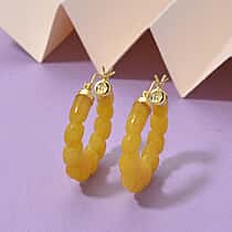D'Joy Honey Jade Beads Earring with Clasp in Yellow Gold Plated Sterling Silver 45.00 Ct.