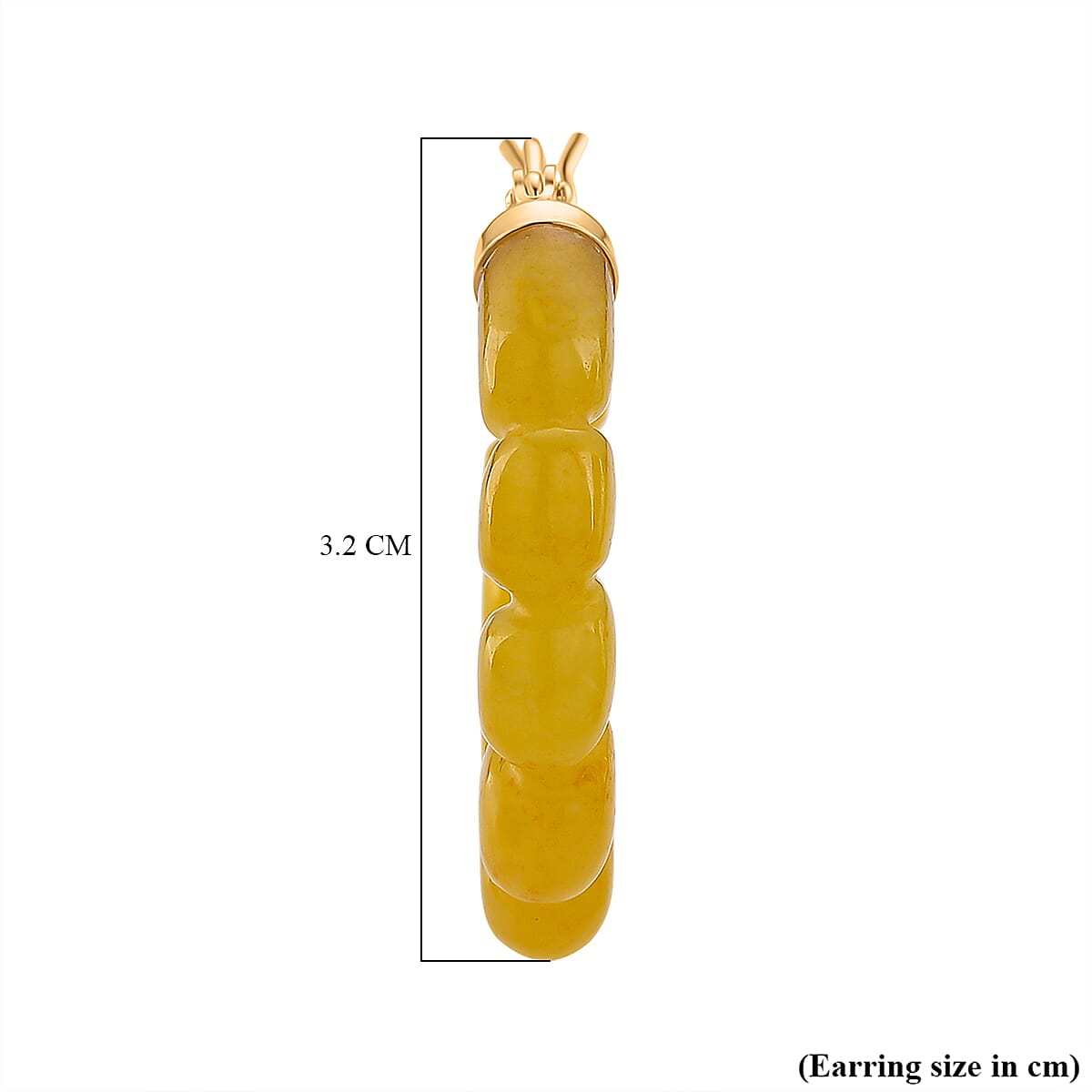 D'Joy Honey Jade Beads Earring with Clasp in Yellow Gold Plated Sterling Silver 45.00 Ct.