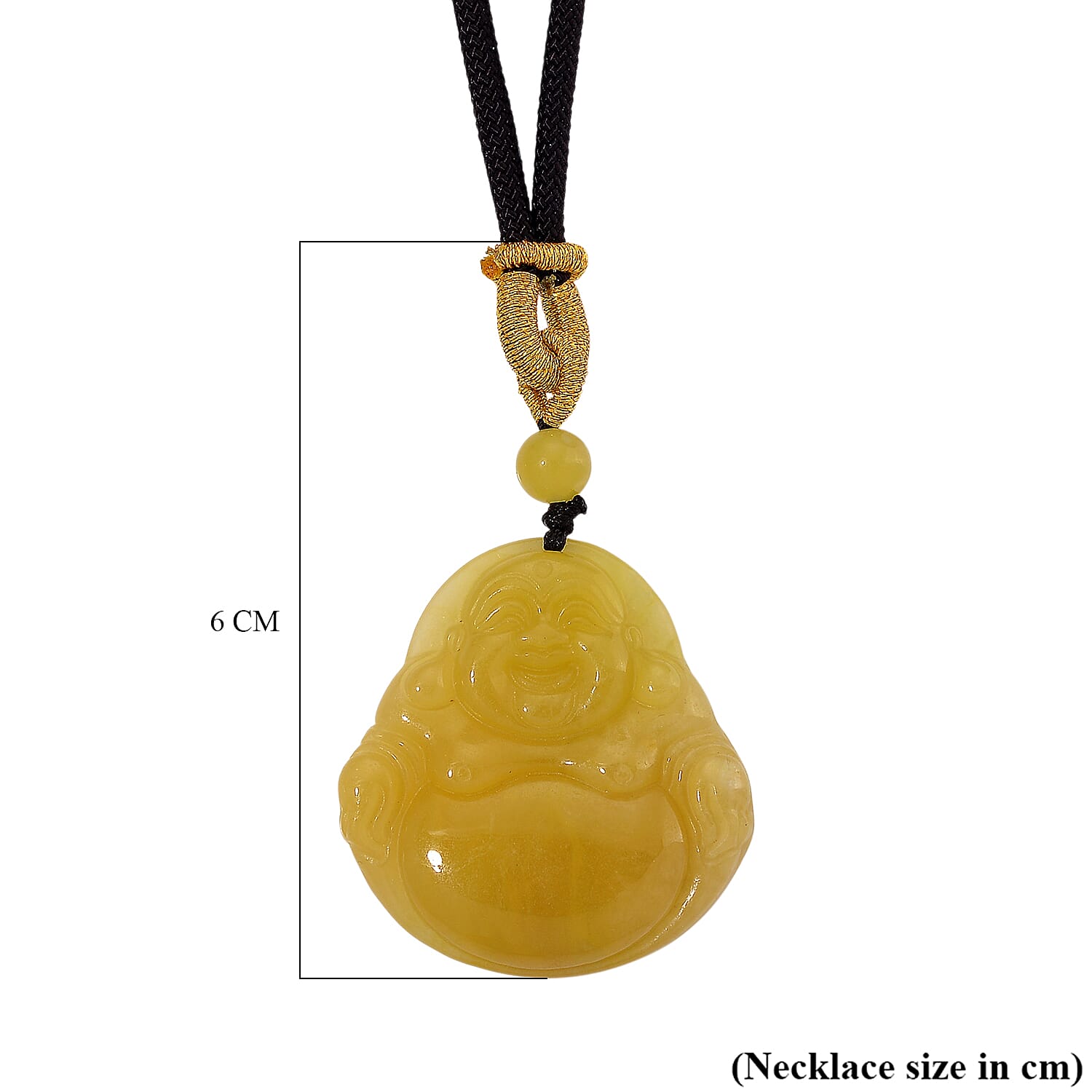 Honey Jade Buddha Embossed Necklace with Cotton Thread (Size 28 Adjustable)
