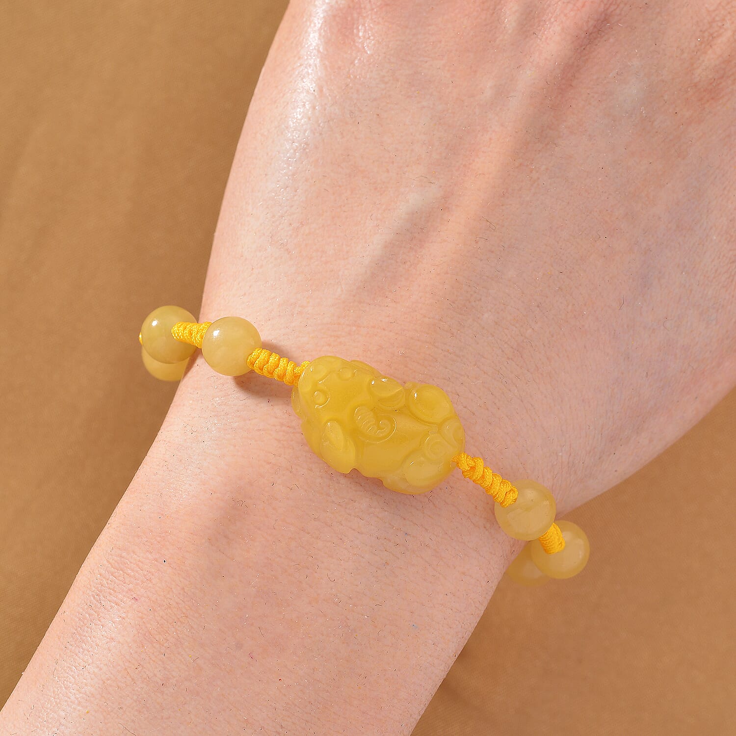 Honey Jade Pixiu Bracelet (Size 6 - 9.5 Adjustable) 60.00 Ct.