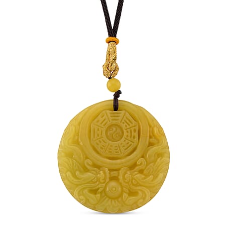 Honey Jade Dragon Embossed Necklace with Cotton Thread (Size 24 Adjustable) 145.00 Ct.