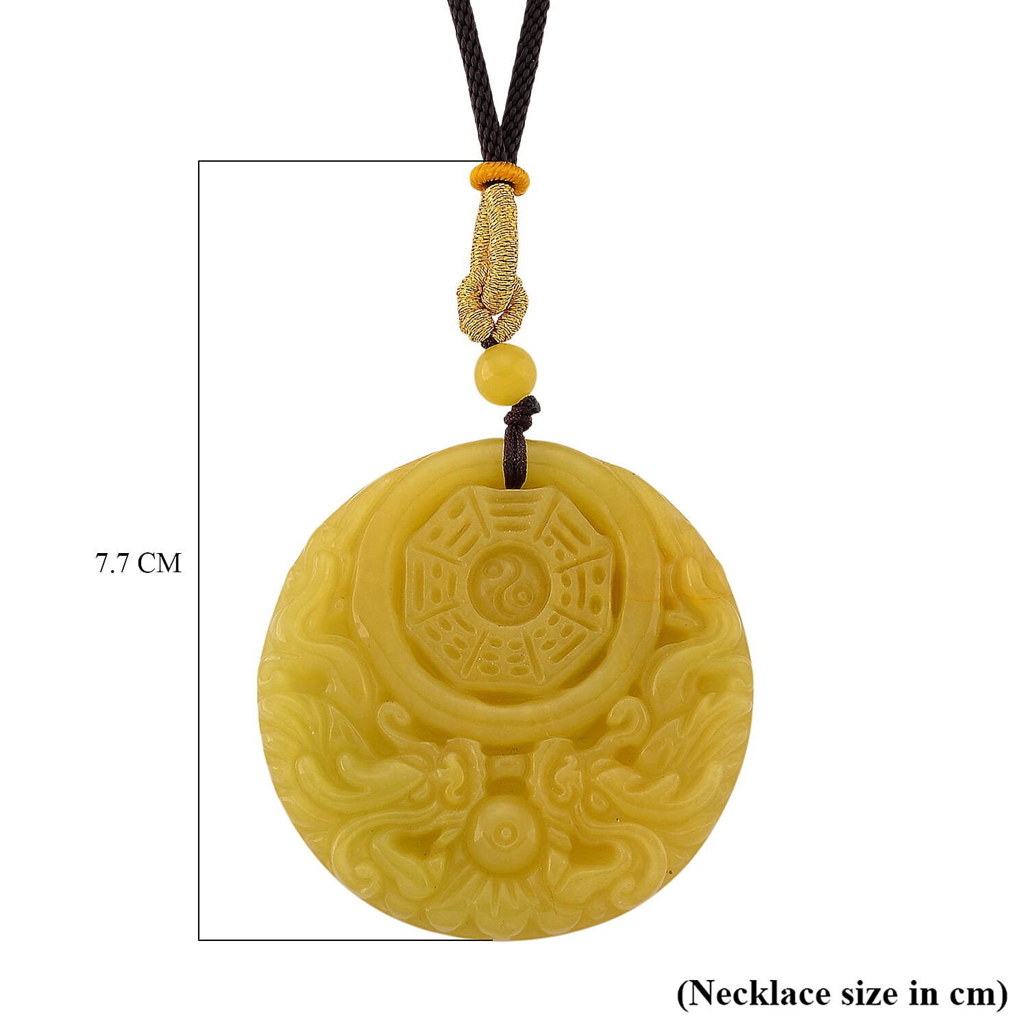 Honey Jade Dragon Embossed Necklace with Cotton Thread (Size 24 Adjustable) 145.00 Ct.
