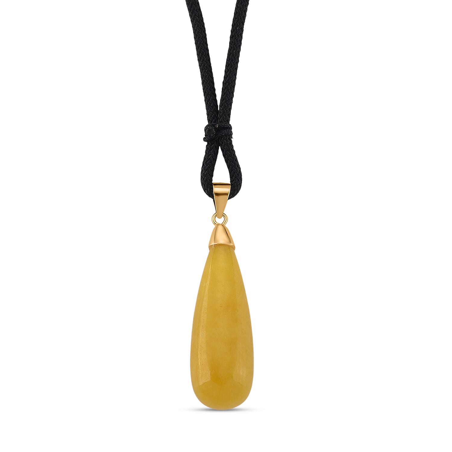 D'Joy Honey Jade Beads Necklace with Cotton Thread (Size 28 Adjustable) in Yellow Gold Plated Sterling Silver 30.00 Ct.