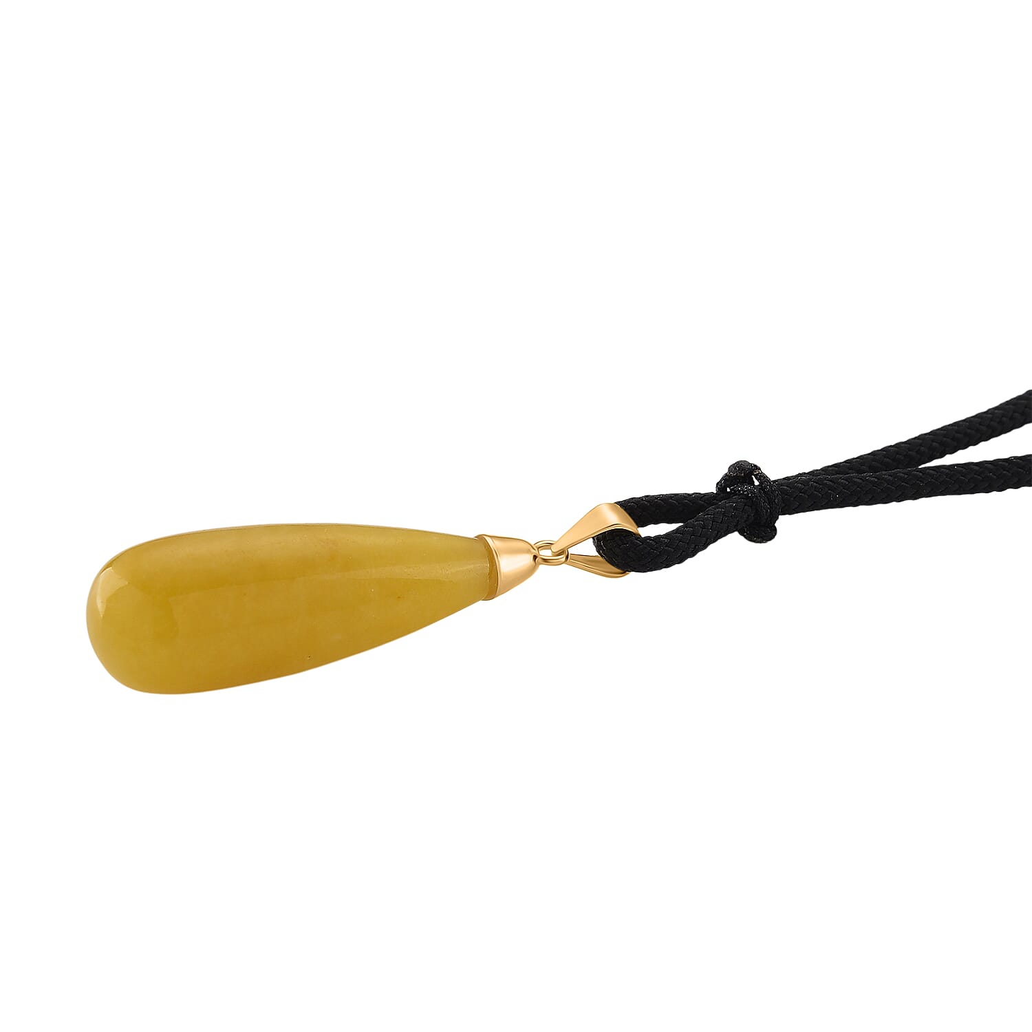 D'Joy Honey Jade Beads Necklace with Cotton Thread (Size 28 Adjustable) in Yellow Gold Plated Sterling Silver 30.00 Ct.