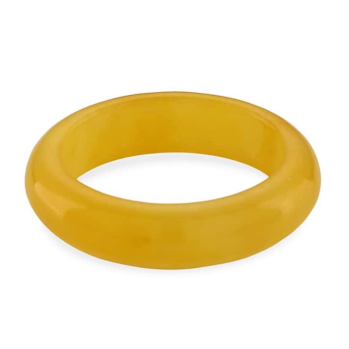 (Sz- M) Honey Jadeite Jade Band Ring 15.00 Ct.