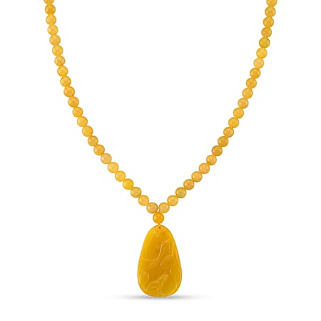 D'Joy Honey Jade Beads Necklace (Size 20 - 2 Ext) in Yellow Gold Plated Sterling Silver 364.50 Ct.