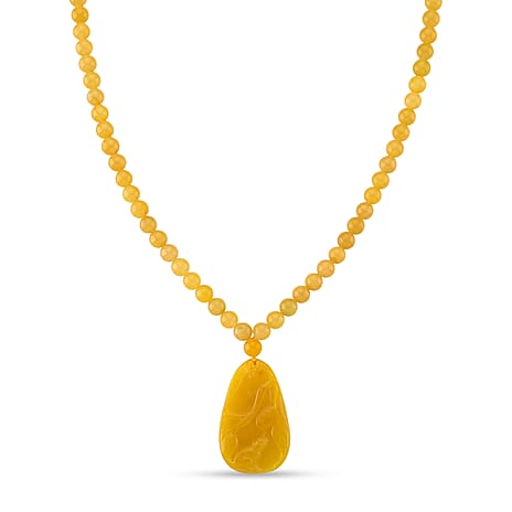 D'Joy Honey Jade Beads Necklace (Size 20 - 2 Ext) in Yellow Gold Plated Sterling Silver 364.50 Ct.