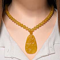 D'Joy Honey Jade Beads Necklace (Size 20 - 2 Ext) in Yellow Gold Plated Sterling Silver 364.50 Ct.