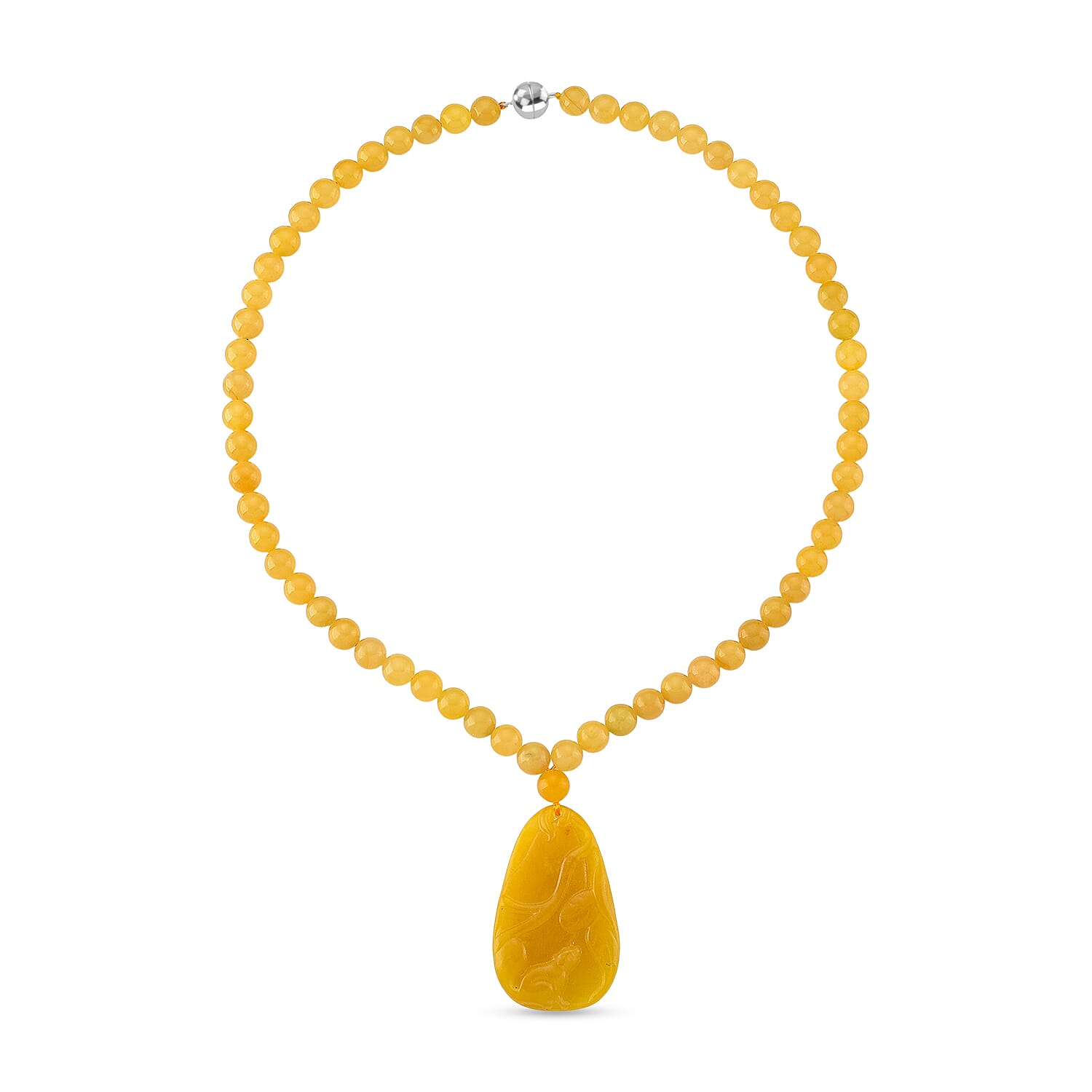 D'Joy Honey Jade Beads Necklace (Size 20 - 2 Ext) in Yellow Gold Plated Sterling Silver 364.50 Ct.