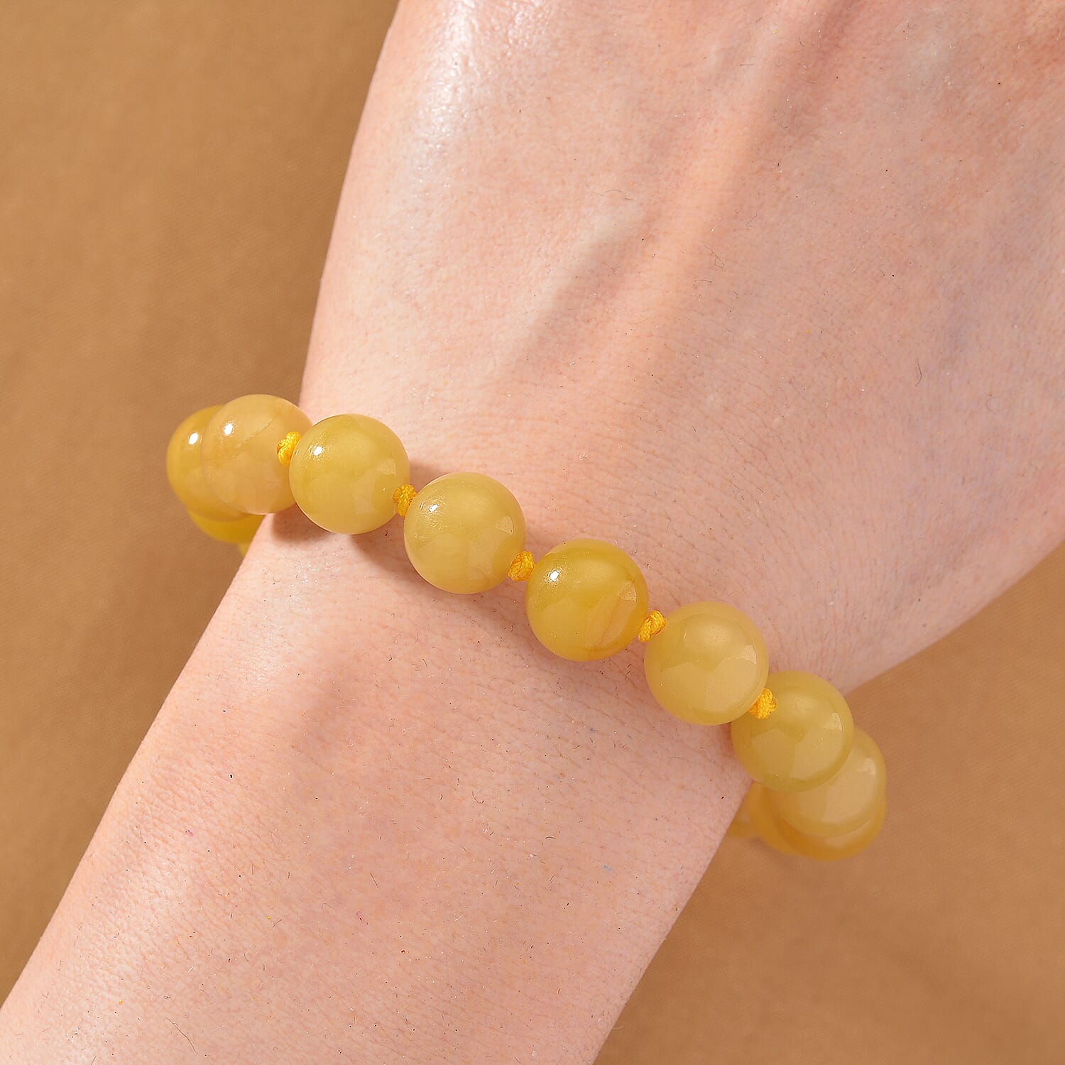Honey Jade Stone Bracelet (Size 6 - 9.5 Adjustable) 170.00 Ct.