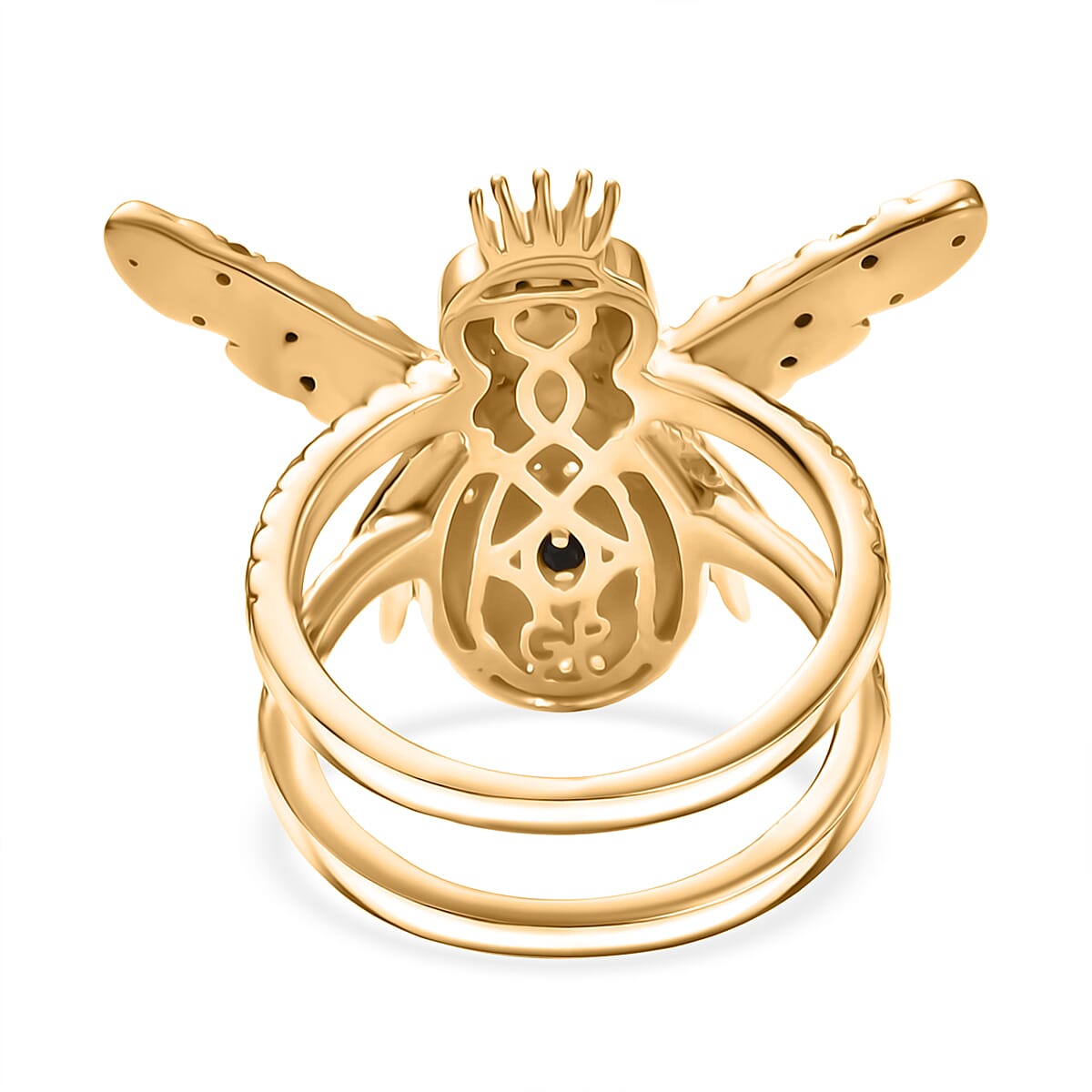 GP Italian Garden Collection - Pink Sapphire & Multi Gemstones Crown on Bee Ring in 18K Vermeil Yellow Gold Plated Sterling Silver