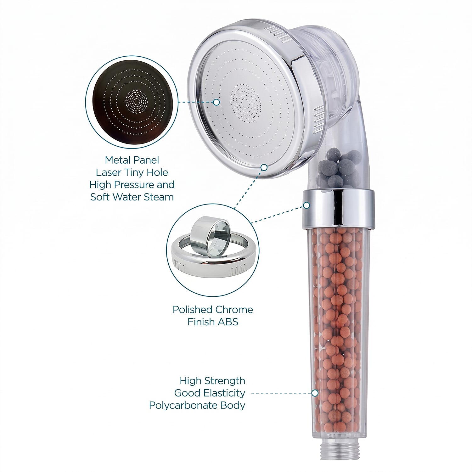 Tourmaline & Zeolite Beads Shower Head with Refill