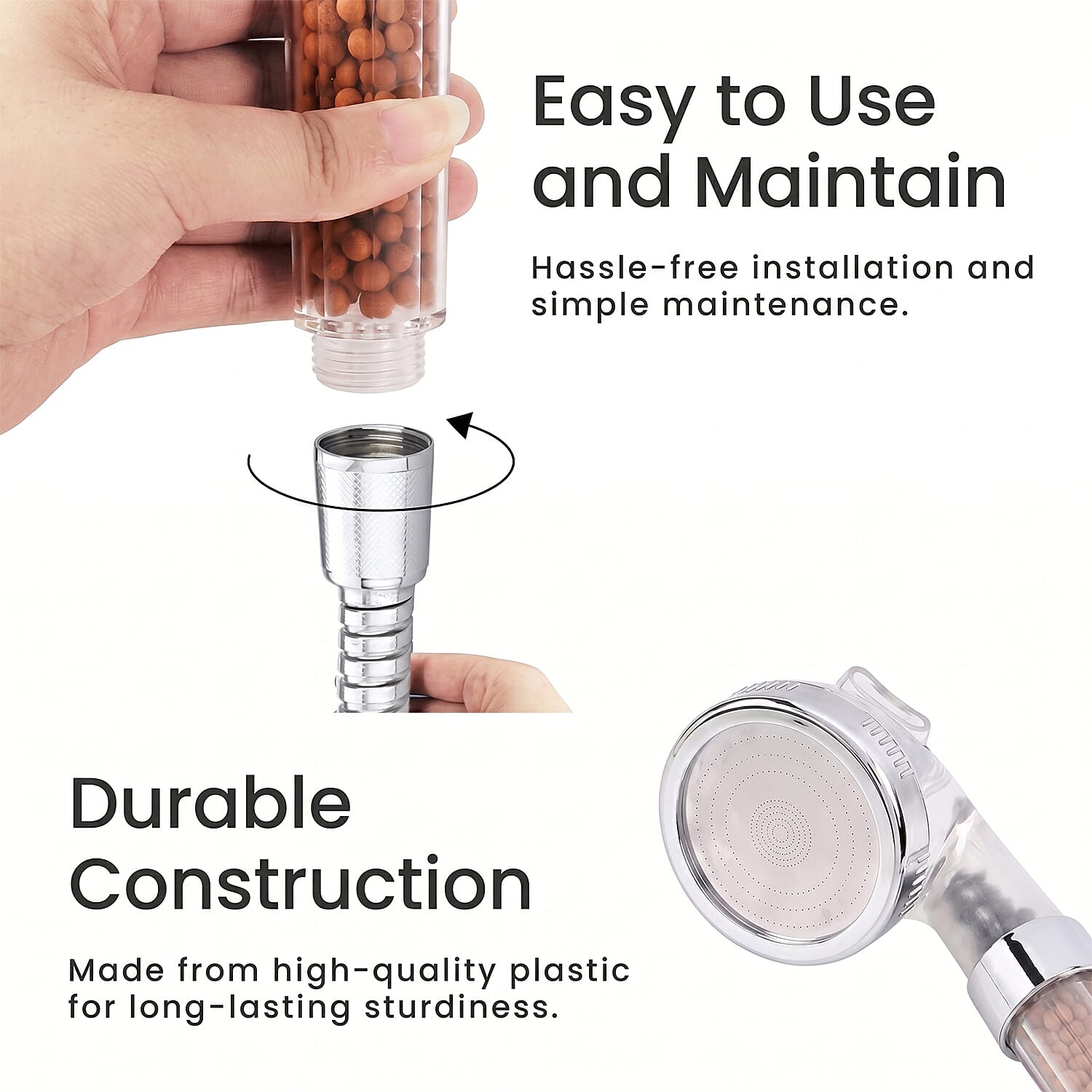 Tourmaline & Zeolite Beads Shower Head with Refill