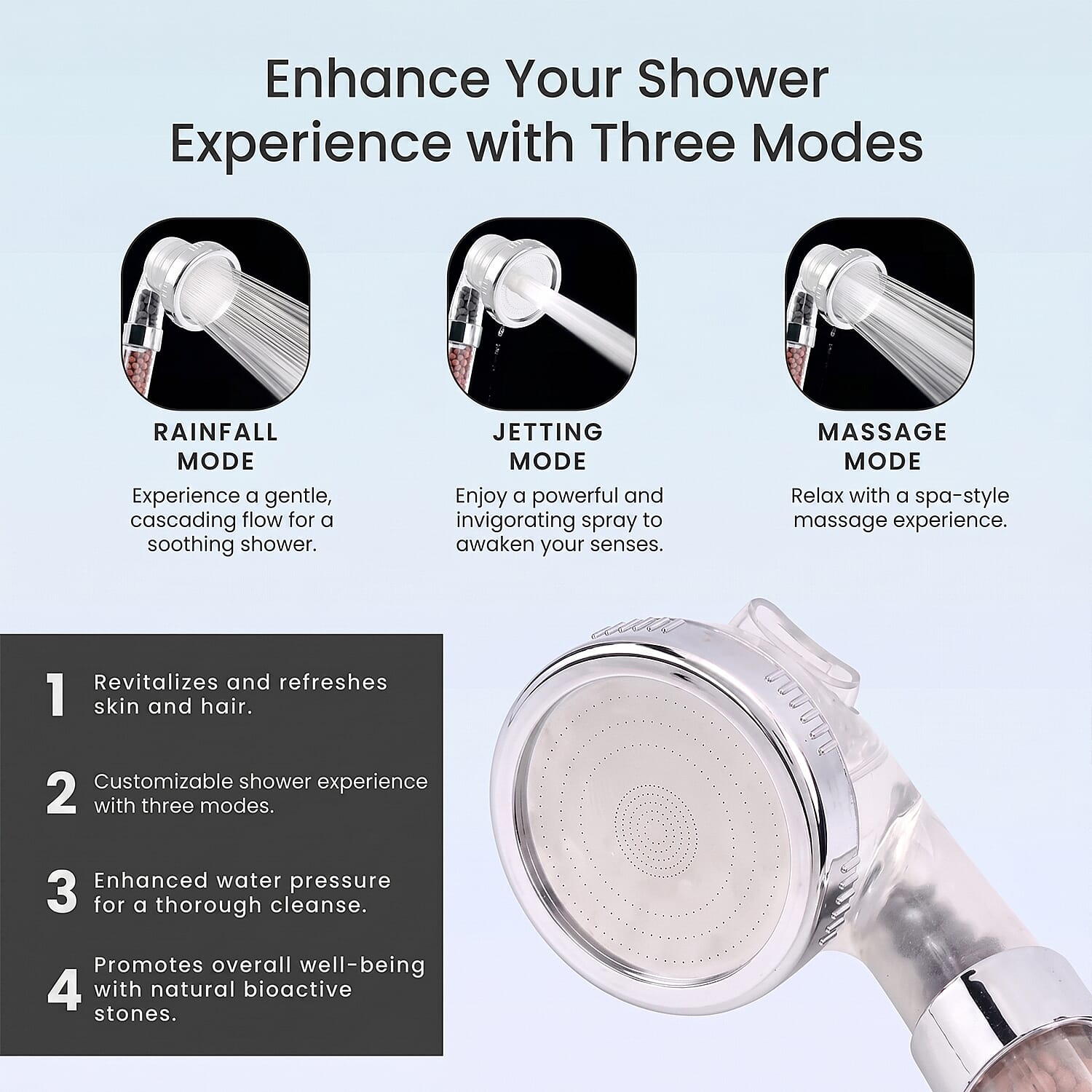 Tourmaline & Zeolite Beads Shower Head with Refill