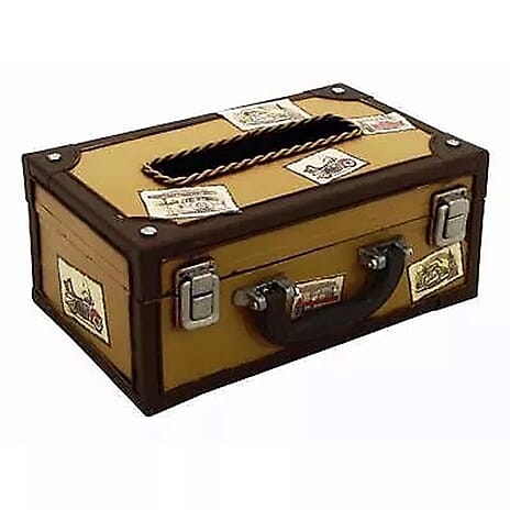 Past Time Creative Craft Hand Painted Vintage Suitcase Tissue Box Ornament - Yellow