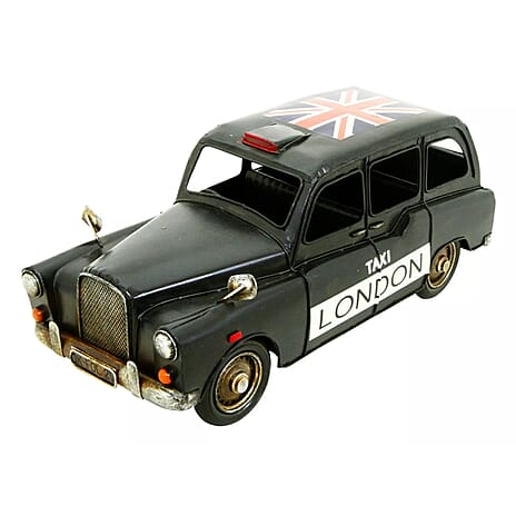Past Time Creative Craft Hand Painted Vintage Style London Black Cab Metal Ornament - Black