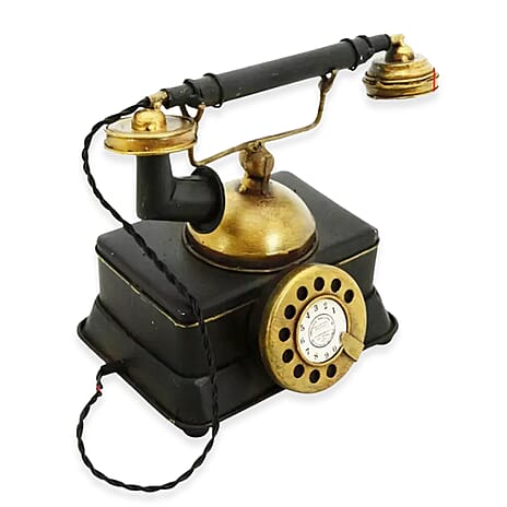 Past Time Creative Craft Hand Painted Vintage Metal Telephone Ornament - Bronze