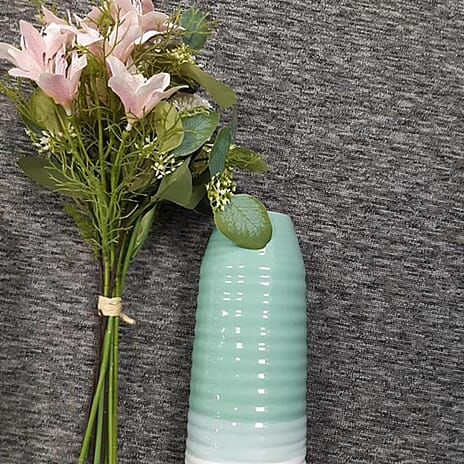 BRAND NEW LAUNCH - Two-Tone Vase with Artificial Flowers - Mint - White